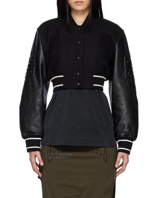 Givenchy Black 4G Cropped Bomber Jacket
