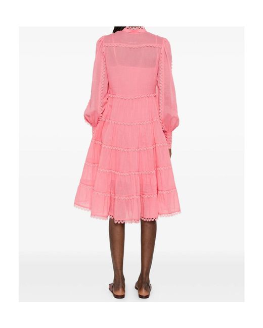 ERMANNO FIRENZE Pink Layered Lace Midi Dress
