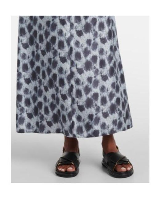 Marni Blue Printed Silk Maxi Dress