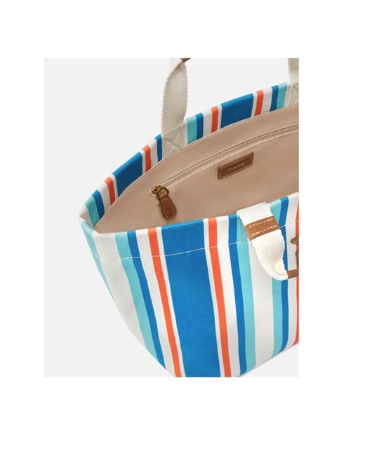 Pinko Striped Medium Shopper Bag in Blue | Lyst