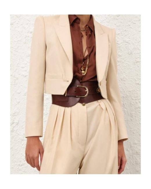 Zimmermann Natural Cropped Wool Blazer