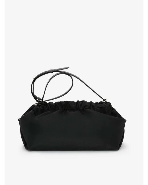 McQueen Black Large Logo-Embroidered Shoulder Bag