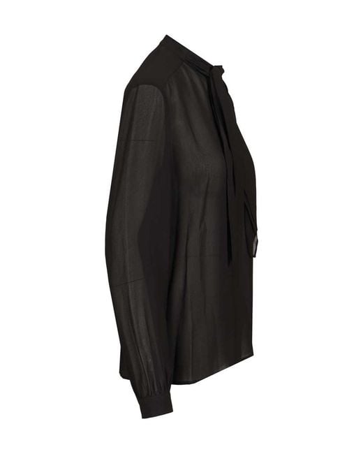 Tory Burch Black Georgette Bow Blouse