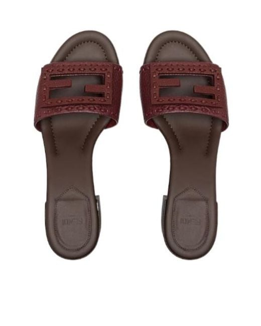 Fendi Brown Baguette Wide-Band Slides