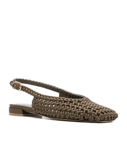 Stuart Weitzman Brown 'Marina' Flat Sling Back