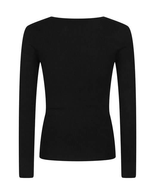 P.A.R.O.S.H. Black Long U Neck Long Sleeve Sweater