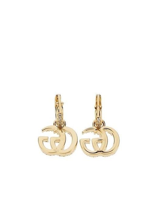 Gucci Metallic Gg Marmont Crystal Earrings
