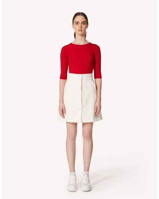 RED Valentino White Logo A-Line Skirt