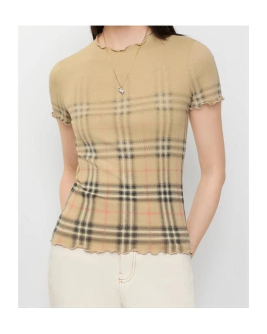 Burberry White Gradient Check Stretch Top