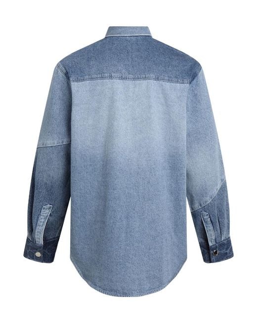LIU REGALI Blue Stitched Long-Sleeved Denim Shirt