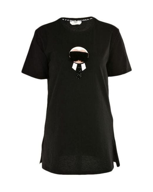Fendi Black Lafayette Series Round Collar T-Shirt