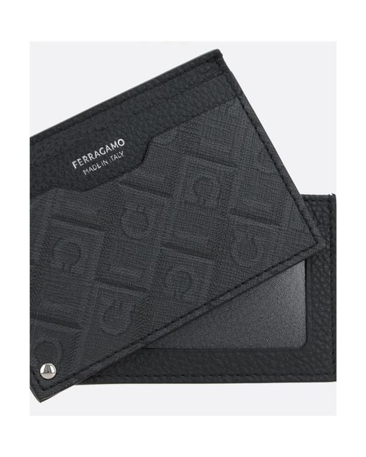 Ferragamo Black Ferragamo Monogram Printed Credit Card Holder for men