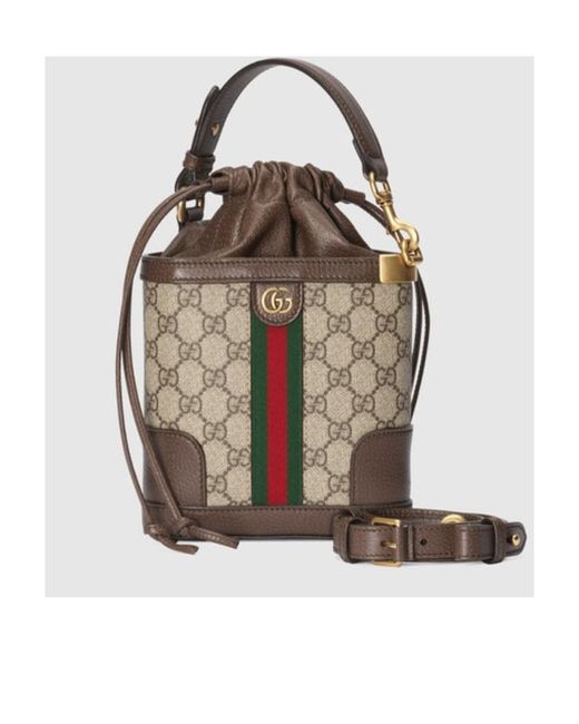 Gucci Brown Ophidia Gg-Canvas Bucket Bag