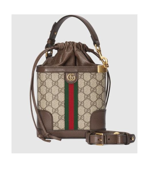 Gucci Brown Ophidia Gg-Canvas Bucket Bag