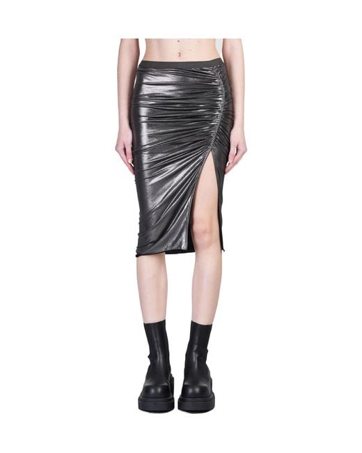 Rick Owens Black Slit Detailed Ruched Skirt