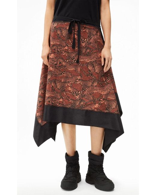 KENZO Black Asymmetric Draped Midi Dress