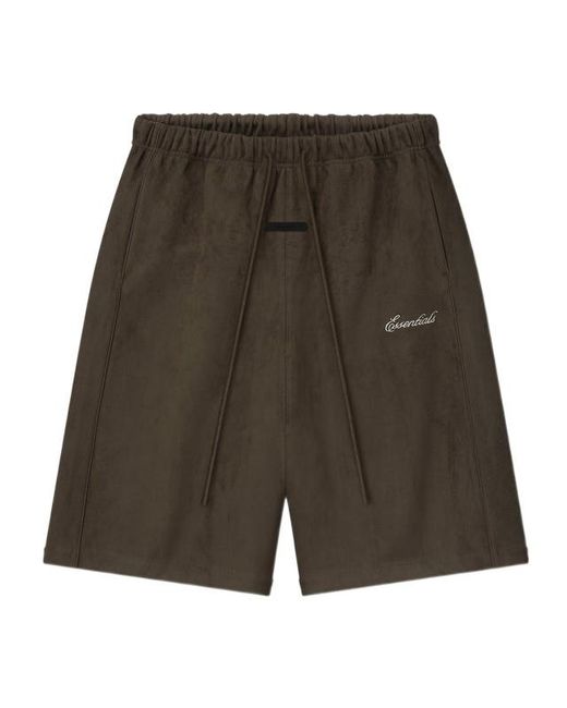 Fear Of God Green Essentials Signature Logo-Embroidered Shorts for men