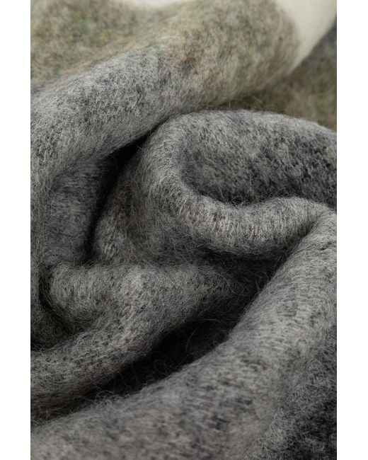 Marni Gray Logo Patch Fringed Scarf