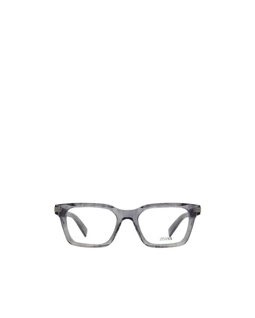 Zegna White Square Frame Glasses for men
