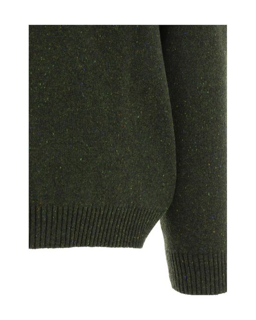 Woolrich Green Panelled Wool Jumper for men