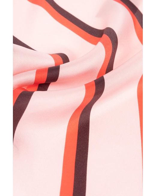 McQueen Red College Stripe Losange Scarf