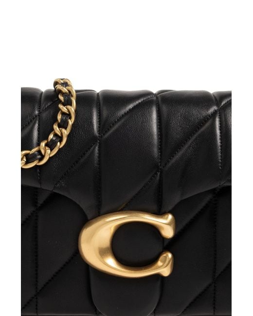 COACH Black Tabby 26 Logo Plaque Quilted Crossbody Bag
