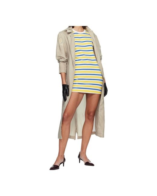 MM6 by Maison Margiela Yellow Striped Short-Sleeve Dress