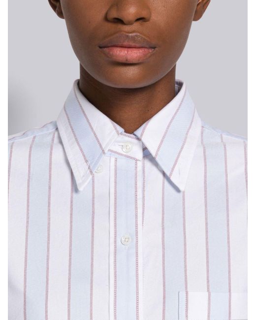 Thom Browne White Striped Poplin Shirtdress