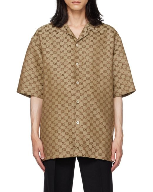 Gucci Brown Gg Supreme Oversized Shirt for men