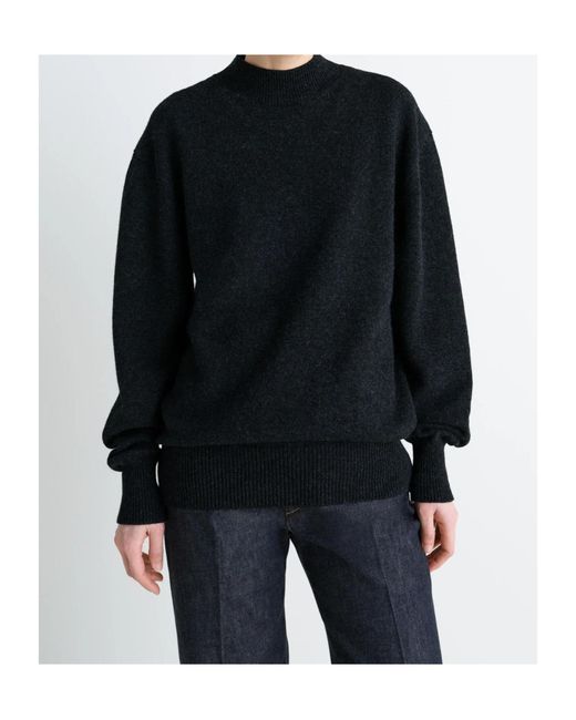 Lemaire Black Mock Neck Sweater for men