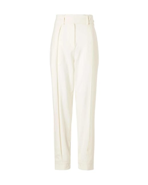 Sharon Wauchob White Clio Belted Wool Straight-Leg Pants