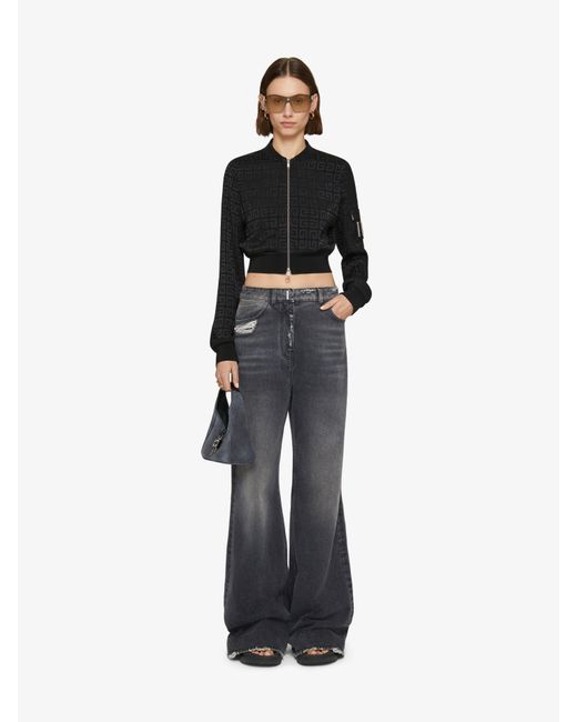 Givenchy Gray Logo Plaque Wide Leg Jeans