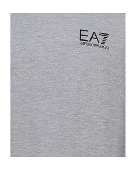 EA7 Gray Logo Round-Necked Sweater for men