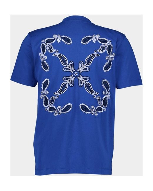 Off-White c/o Virgil Abloh Blue Off Logo Printed Crewneck T-Shirt for men