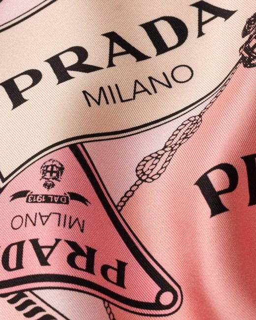 Prada Pink Logo Print Scarf