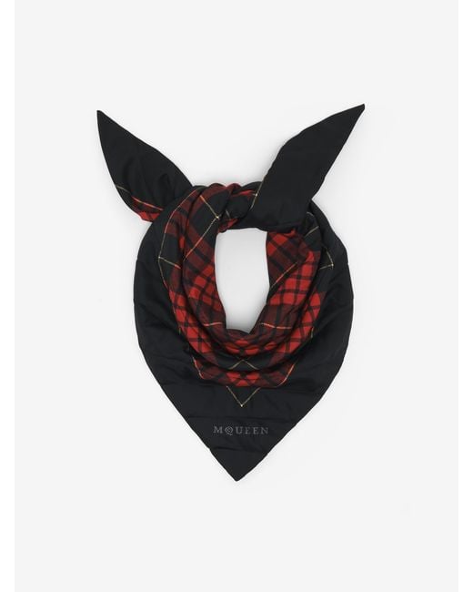 McQueen White Quilted Tartan Scarf