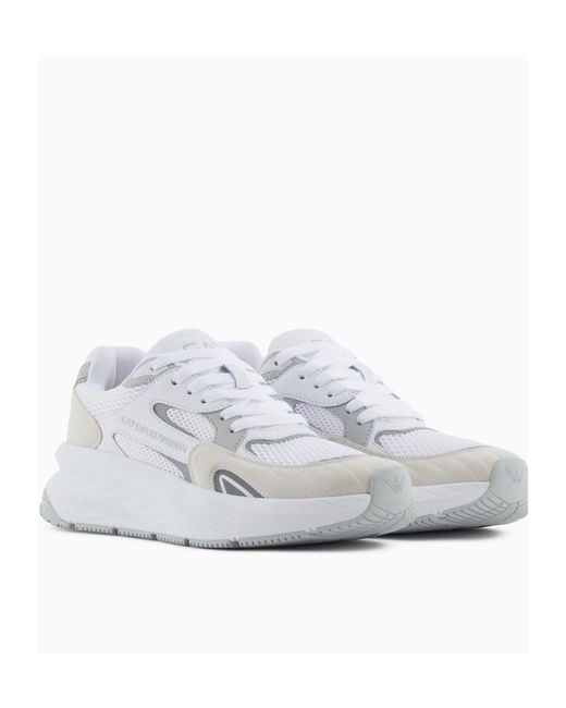 EA7 White Lace Up Sneakers for men
