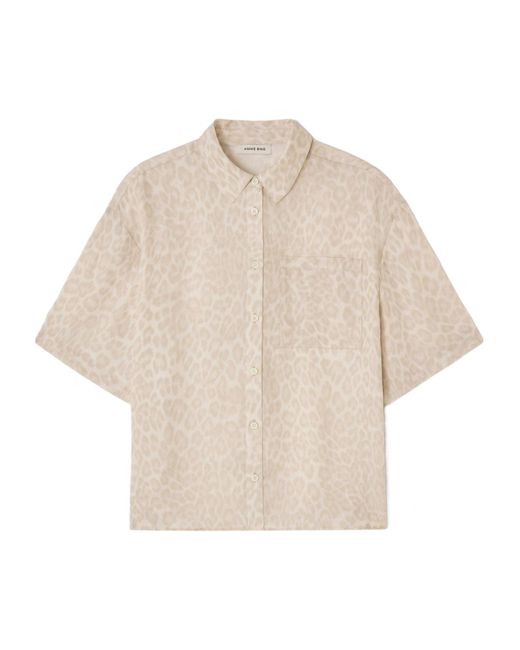 Anine Bing Natural Printed Short-Sleeve Shirt