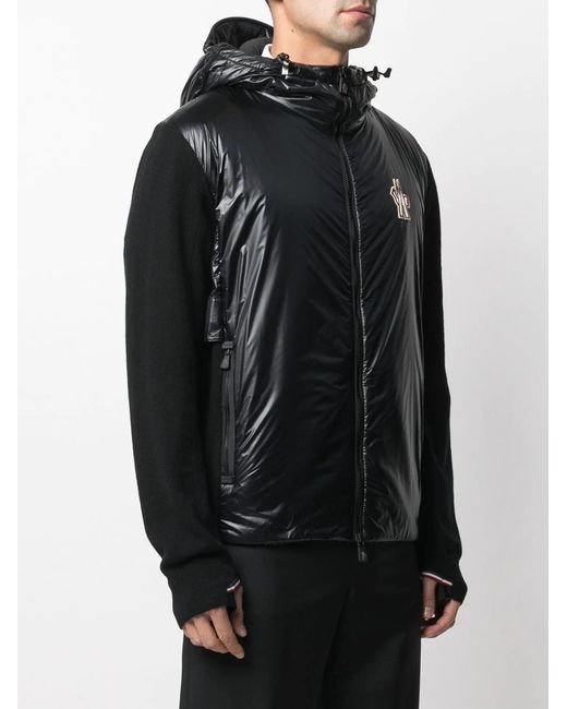 Moncler Black Hooded Plaid Jacket for men