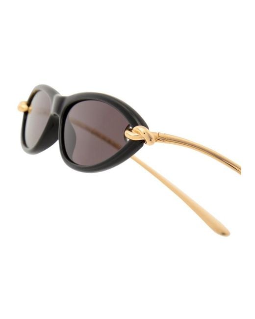Bottega Veneta White Narrow Cat-Eye Sunglasses