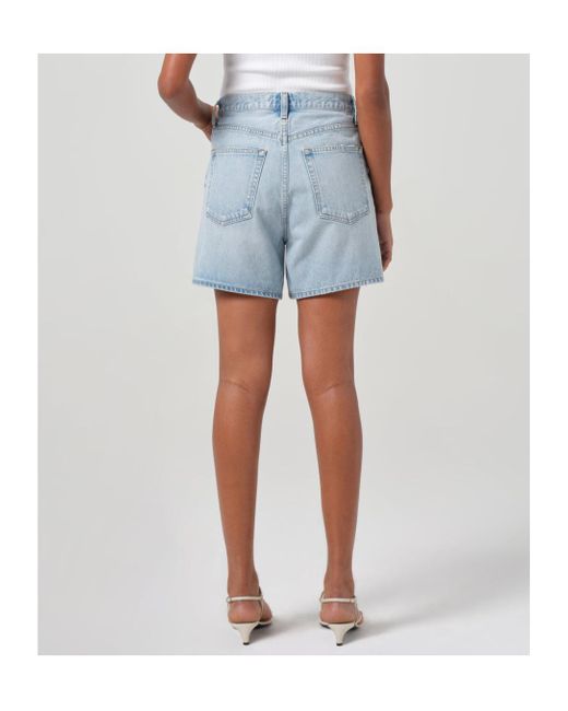Agolde Blue Wide Leg Denim Shorts