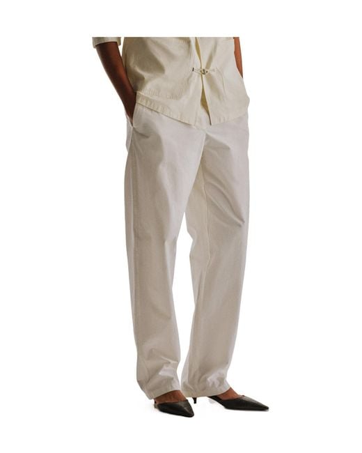The Row White Fael Straight-Leg Trousers