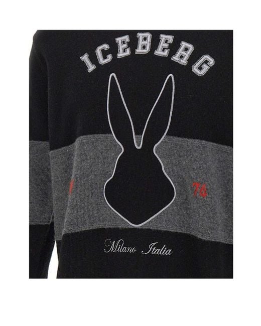 Iceberg Black Bugs Bunny Striped Sweater for men