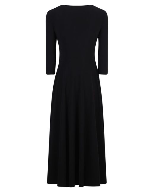 Norma Kamali Black Scoop-Neck Midi Dress