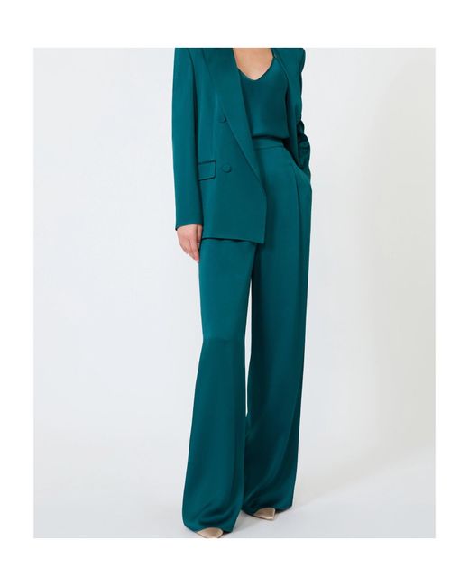 Max Mara Blue Pleated Casual Pants