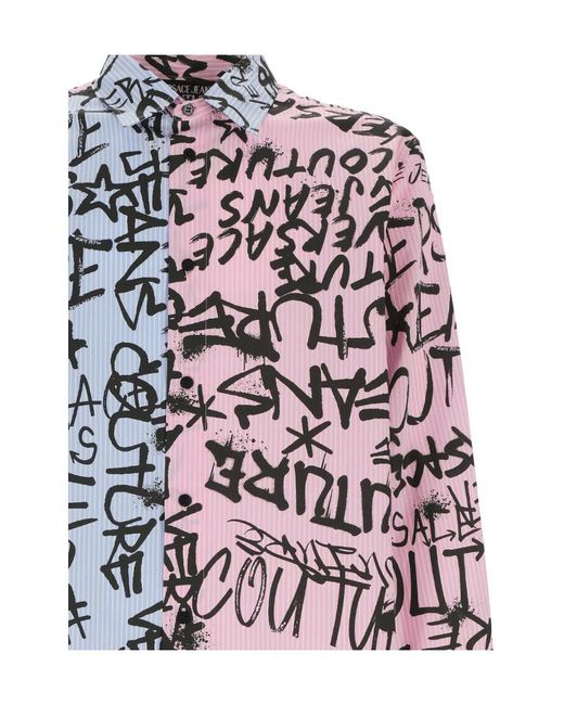 Versace Jeans Multicolor Couture Logo-Printed Long-Sleeved Shirt for men