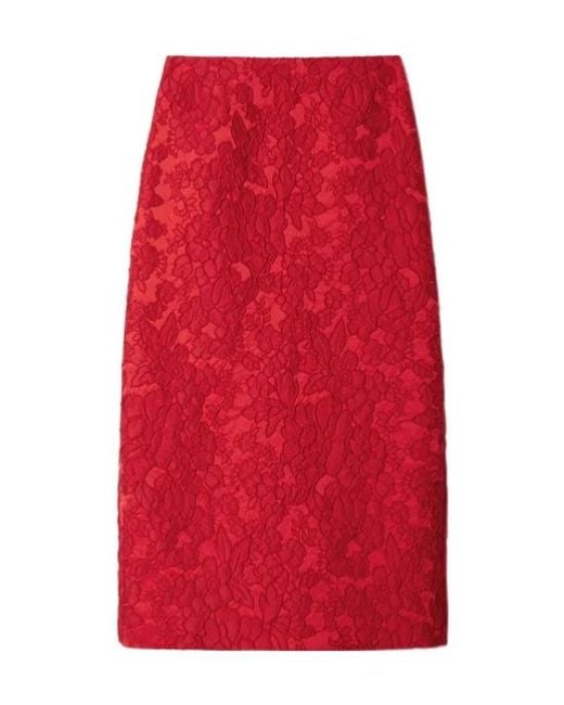 LaDoubleJ Red Floral-Pattern Skirt