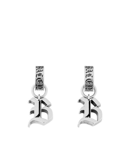 Balenciaga White Logo Engraved Earrings for men