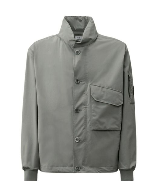 C P Company Gray Pro-Tek Buttoned Hooded Jacket for men