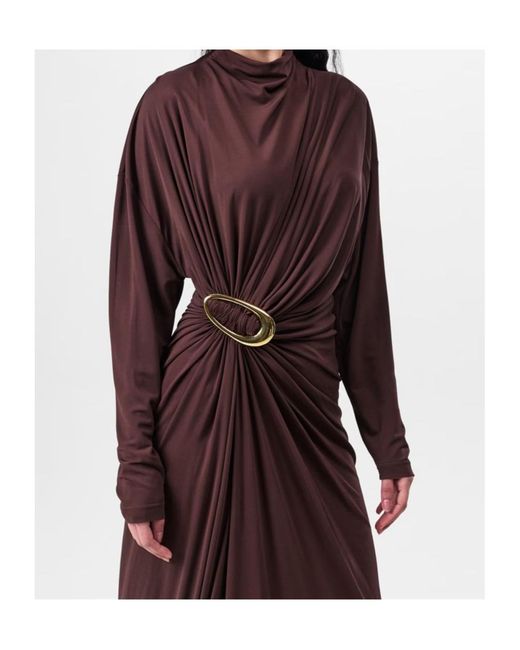 Bottega Veneta Purple Pleated Long-Sleeved Dress